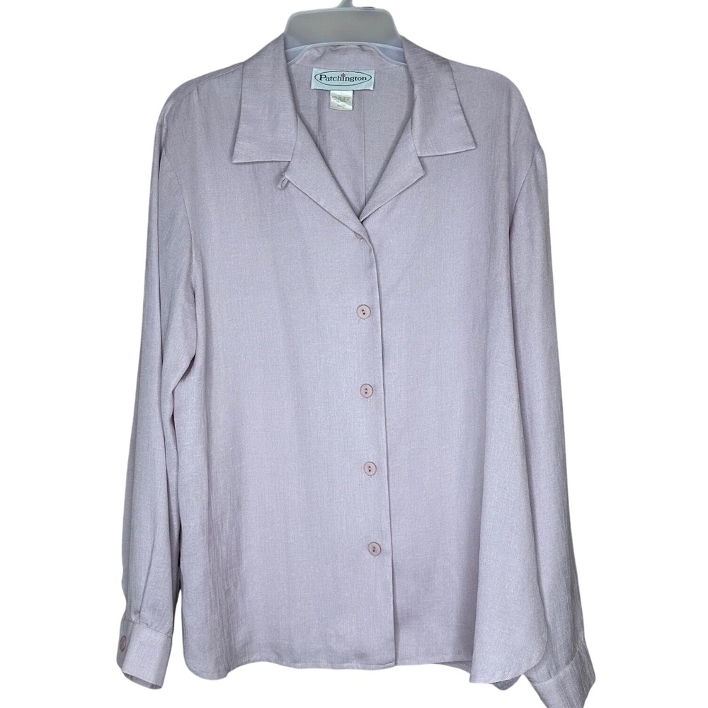Patchington Womens Lavender Purple Button Down Blouse Long‎ Sleeve Camp Collar M
